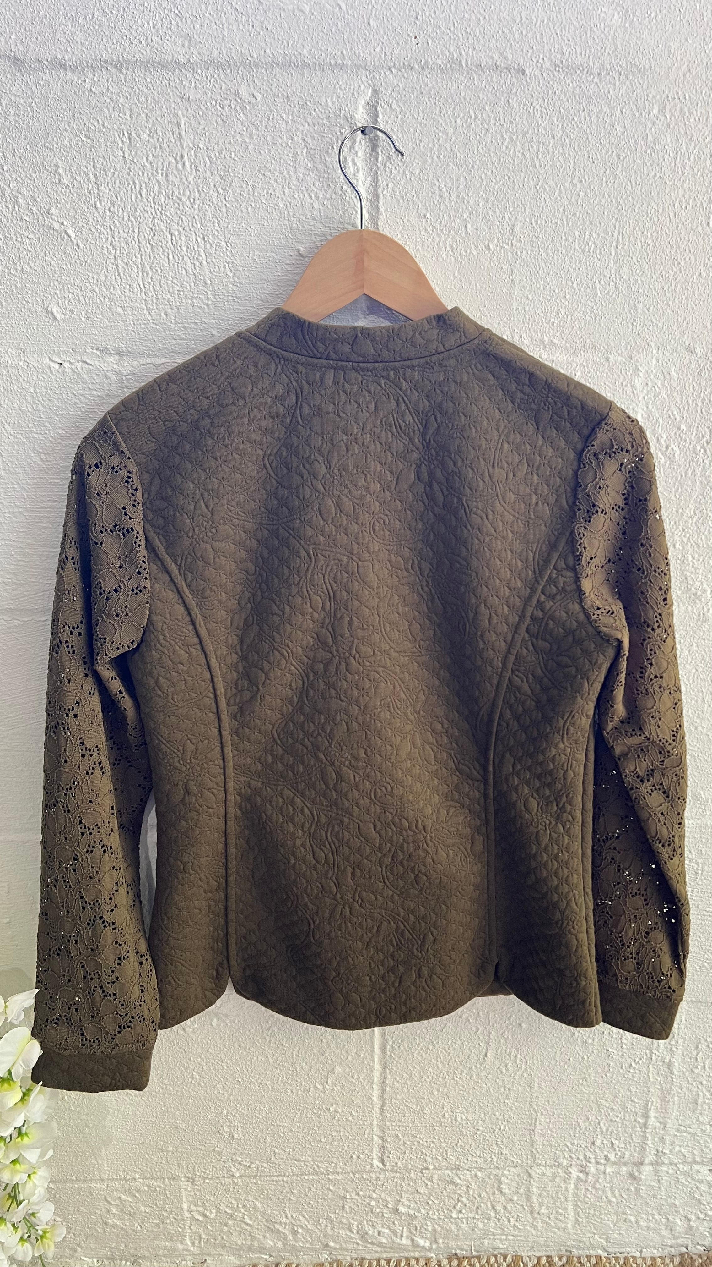 IsaacMizrahiLive Olive Green Quilted Jacket Size XXS