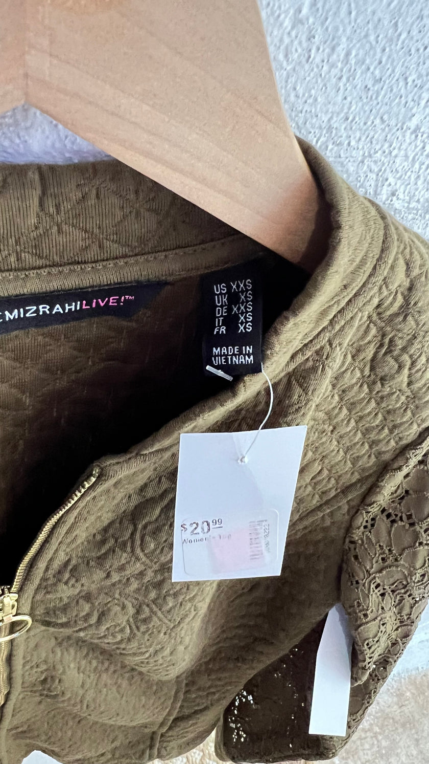 IsaacMizrahiLive Olive Green Quilted Jacket Size XXS