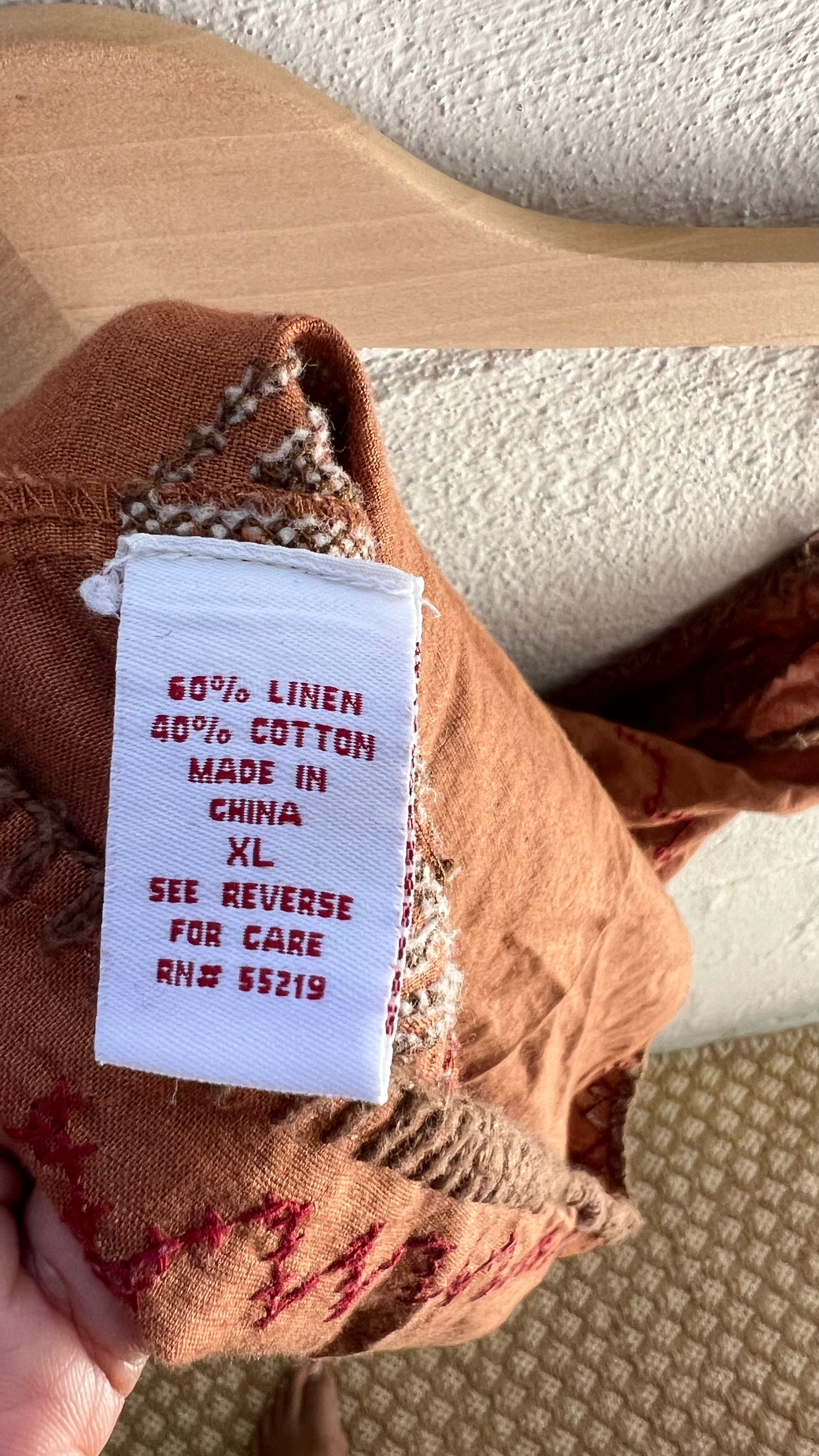 Levis Linen Babydoll Tank Top with Hand Crafted Embroidery Size XL