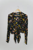 Patrons of Peace Black Floral Cardigan Size Medium