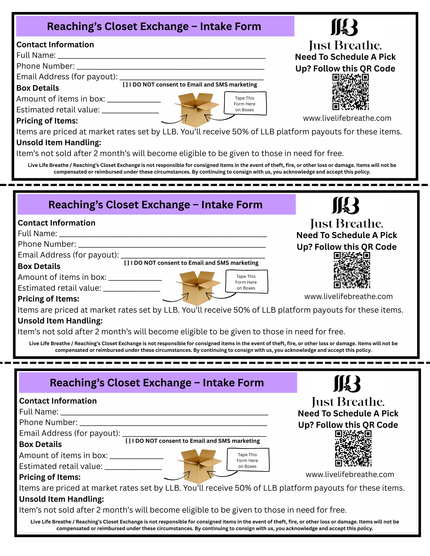 Reaching's Closet Exchange Form