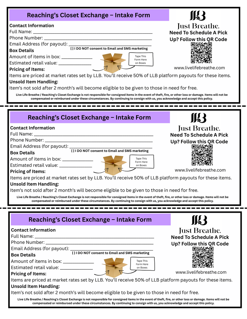 Reaching's Closet Exchange Form