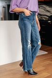 Judy Blue - Rose High Rise 90's Straight Jeans in Dark Wash