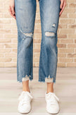 Judy Blue - Sammy High Waist Distressed Crop Straight Leg Jeans