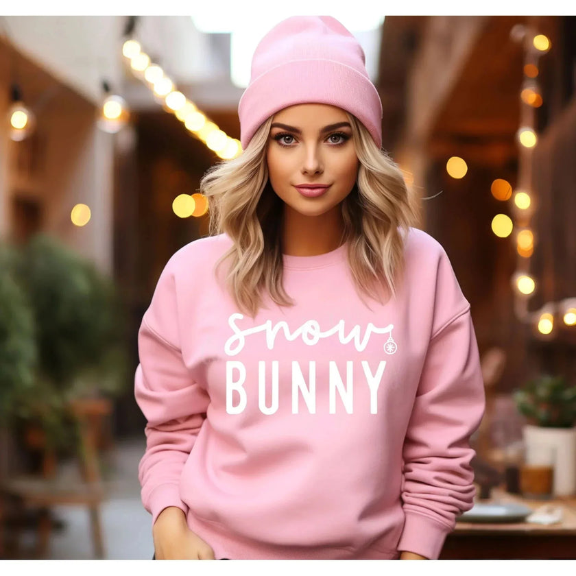 Pink and White Snow Bunny Sweater