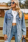 Buttoned Collared Neck Denim Jacket with Pockets (In-Store)