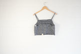 No Boundaries Smocked Cami Top Women Extra Large Navy White Gingham Cropped