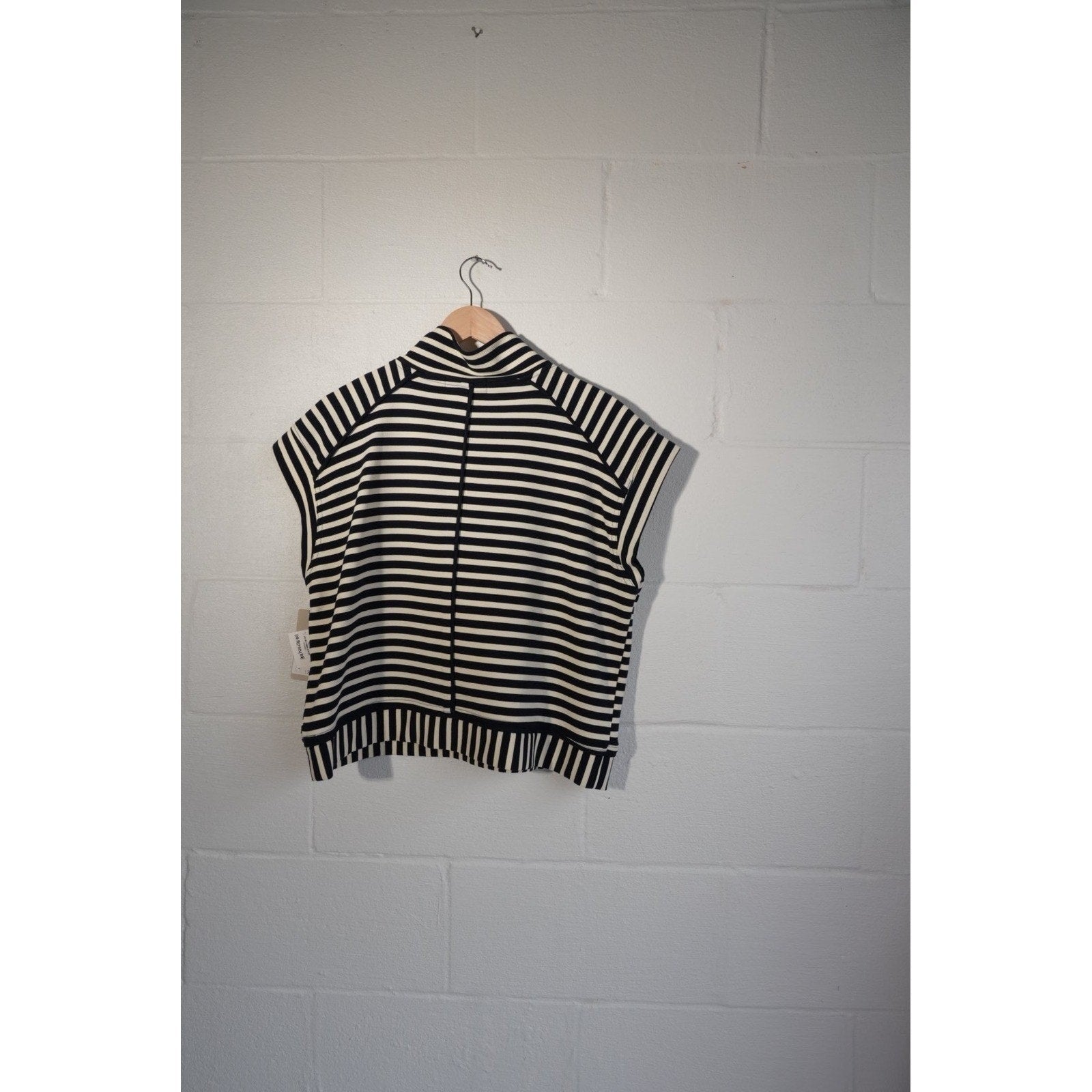 Callie Mac Striped Quarter Zip Vest Womens Large Navy White Sleeveless Top