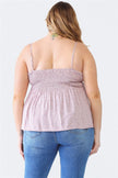 Plus Size Frill Smocked Floral Sweetheart Neck Cami