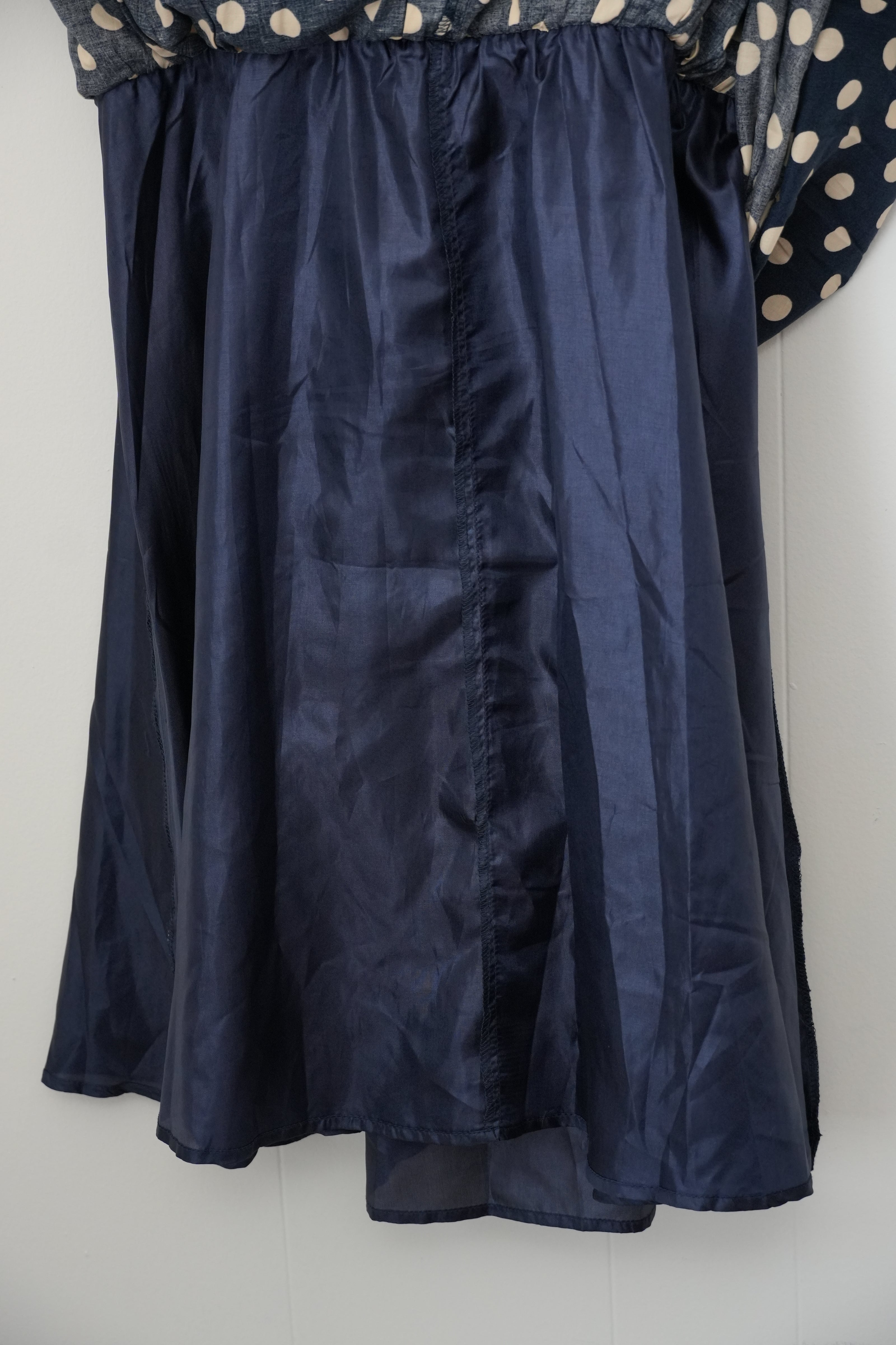 Anthropologie Comme Toi Dress Women Medium Navy Blue Polka Dot Sleeveless