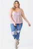 Plus Size Frill Smocked Floral Sweetheart Neck Cami