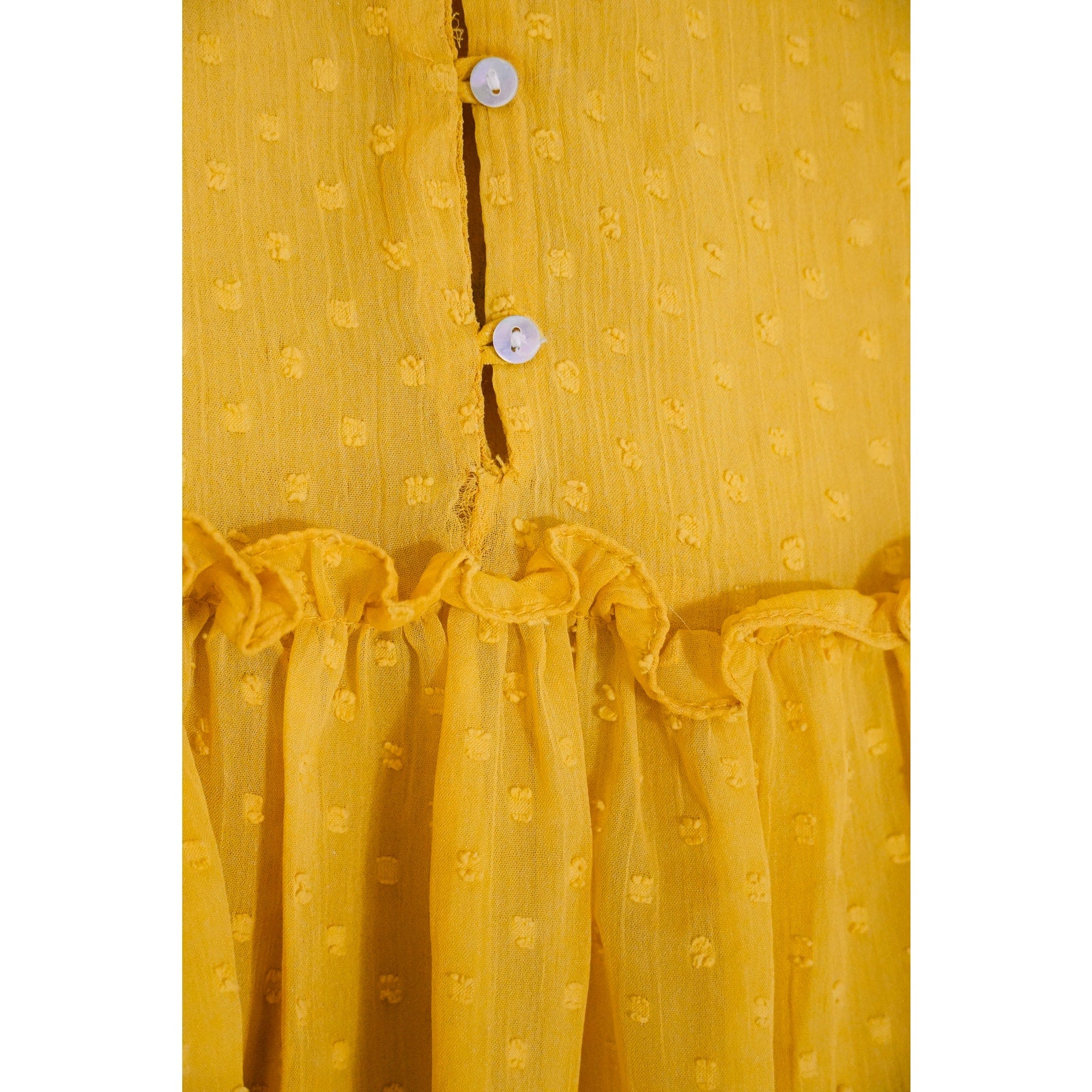 Zara Trafaluc Collection Mustard Yellow Embroidered Long Sleeve Blouse Size Medium