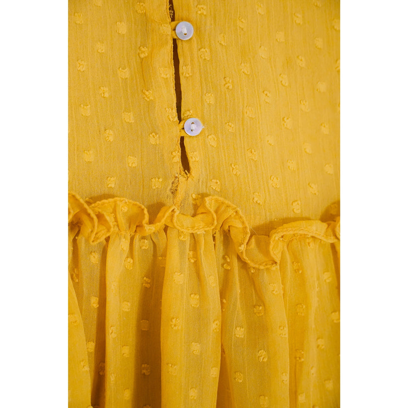 Zara Trafaluc Collection Mustard Yellow Embroidered Long Sleeve Blouse Size Medium