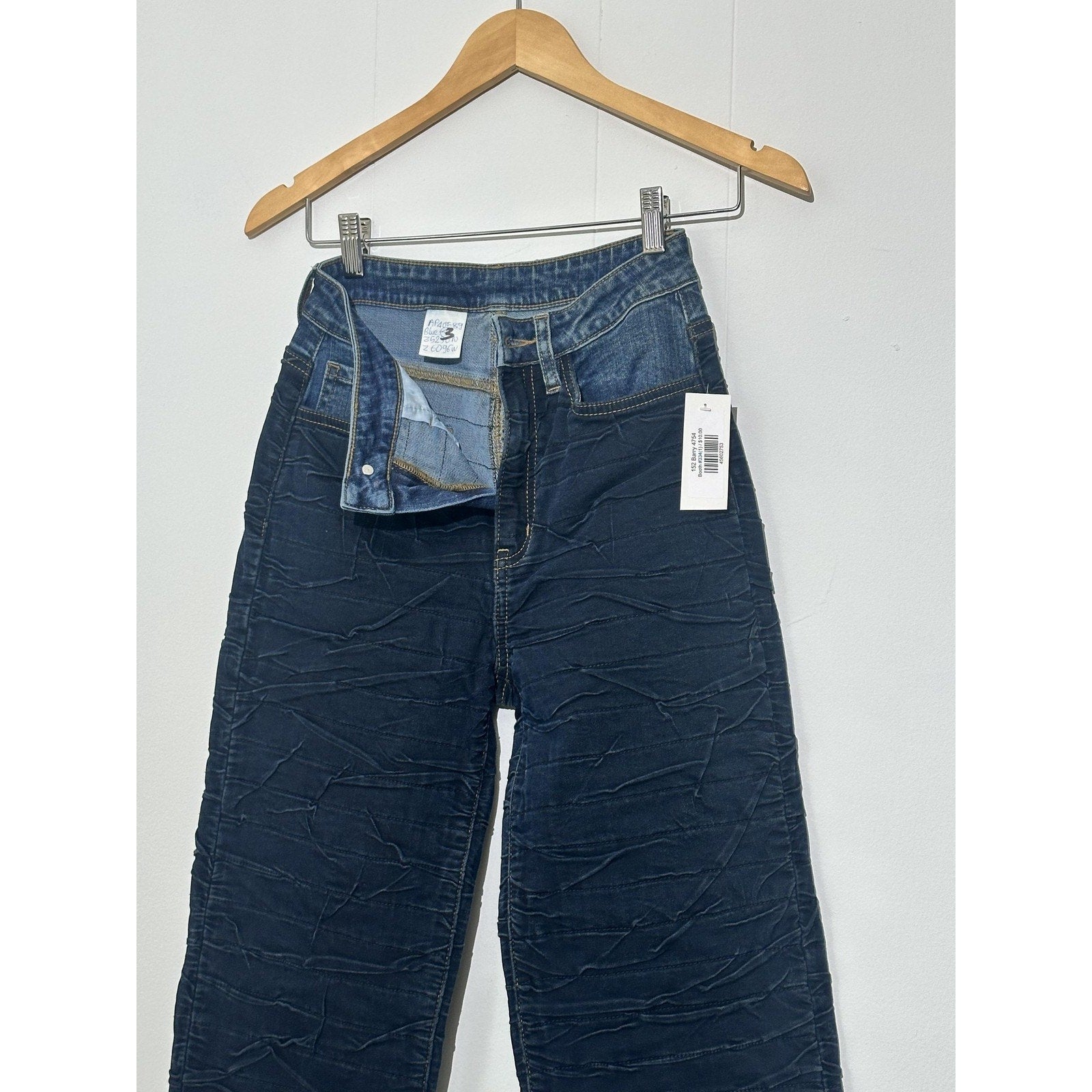 Aphrodite Jeans Womens 1(25) Blue Dark Wash High Rise Straight Leg Crinkle Denim