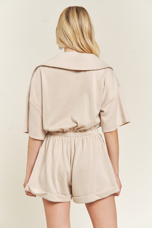 Terry Zip Front Romper