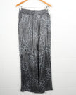 New Roni Wide Leg Pants Women Extra Large Gray Leopard Print Metallic Elastic