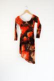 Monaco Velvet Wrap Dress Womens Small Orange Brown Off Shoulder Long Sleeve