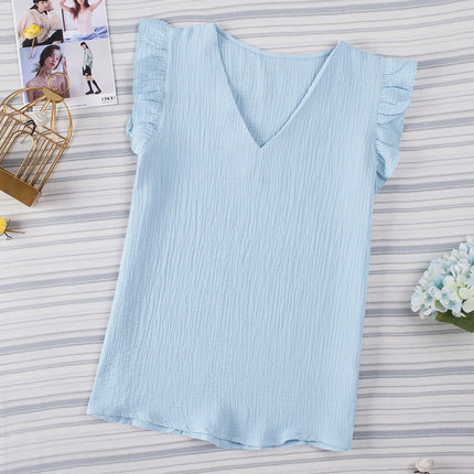 Ruffle Shoulder V-Neck Top (In-Store)