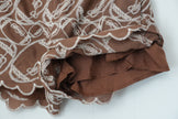 Rareraw Shorts Women Large Brown Embroidered Scallop Hem Lined Pockets