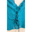 Teal Tie Front Tank Top with Eyelet Details Size Large