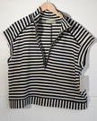 Callie Mac Striped Quarter Zip Vest Womens Large Navy White Sleeveless Top