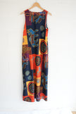 Abstract Print Maxi Dress Women Medium Orange Geometric Sleeveless