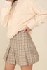 Plaid Pleated Mini Skirt with Pin-Tuck Detail