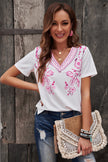 Floral Embroidery V-Neck Top (In-Store)