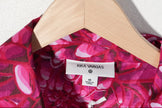 Kika Vargas Jacket Women Medium Pink Floral Chrysanthemum Button Front Cropped