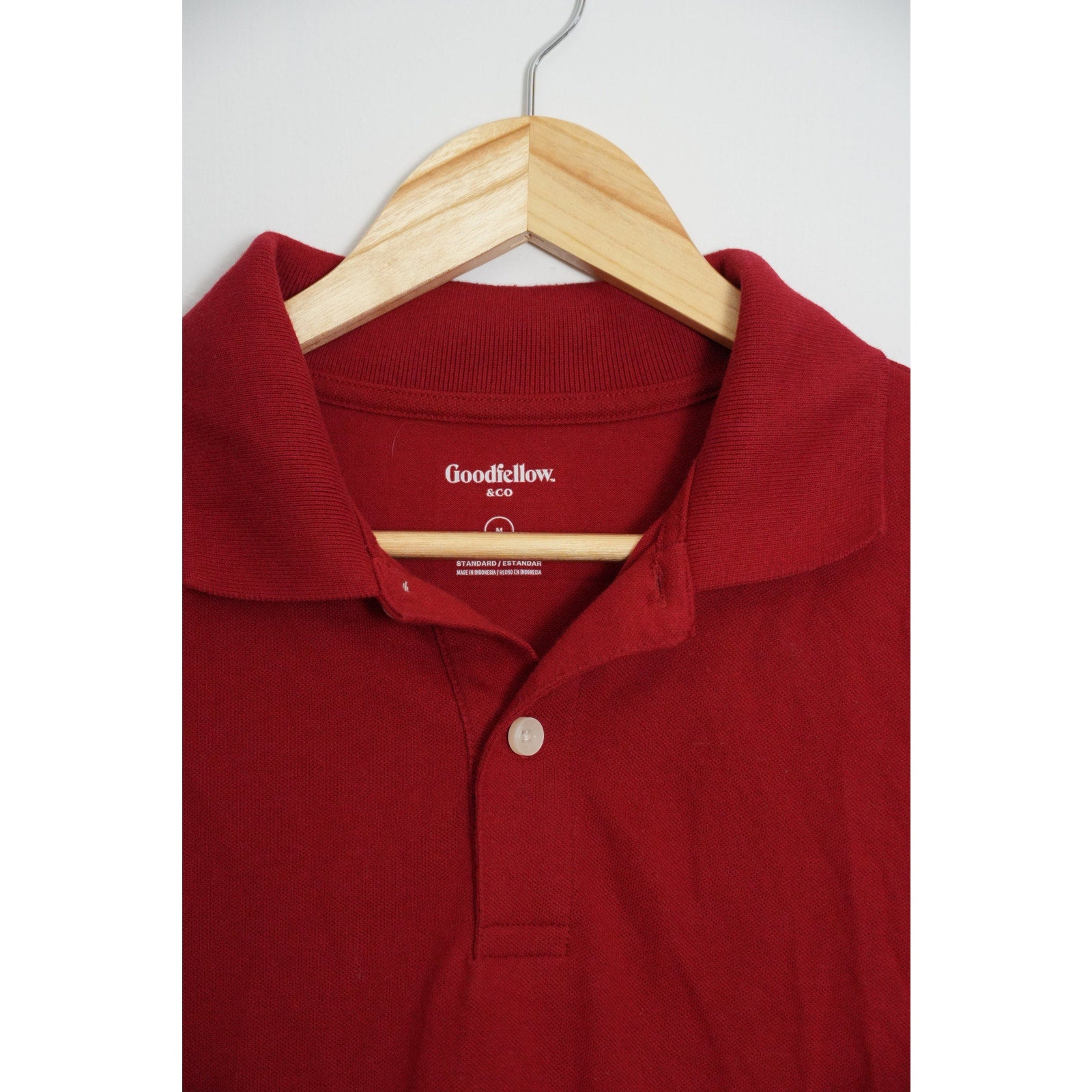 Goodfellow & Co Polo Shirt Mens Medium Red Short Sleeve Piqué Knit