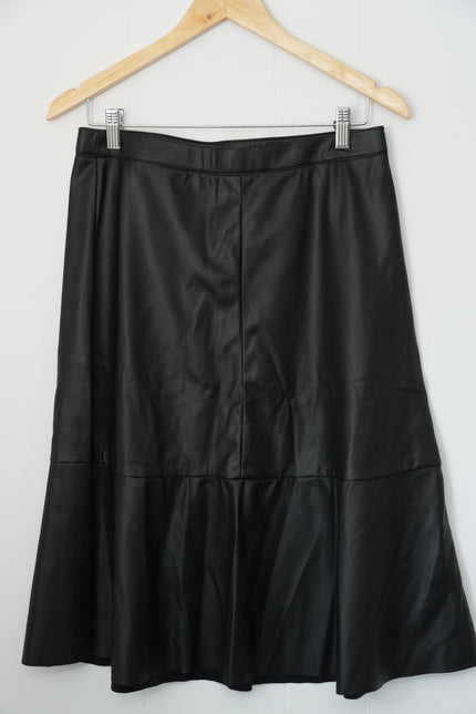 Cato Faux Leather Skirt Women Size Small Black Tiered Midi A-Line