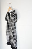 Bizz Princess Shift Mini Dress Women Medium Black White Geometric Embroidered Cotton