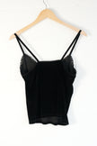 Hillard & Hanson Camisole Women Medium Black Velvet Lace Sequin Trim Strappy Top