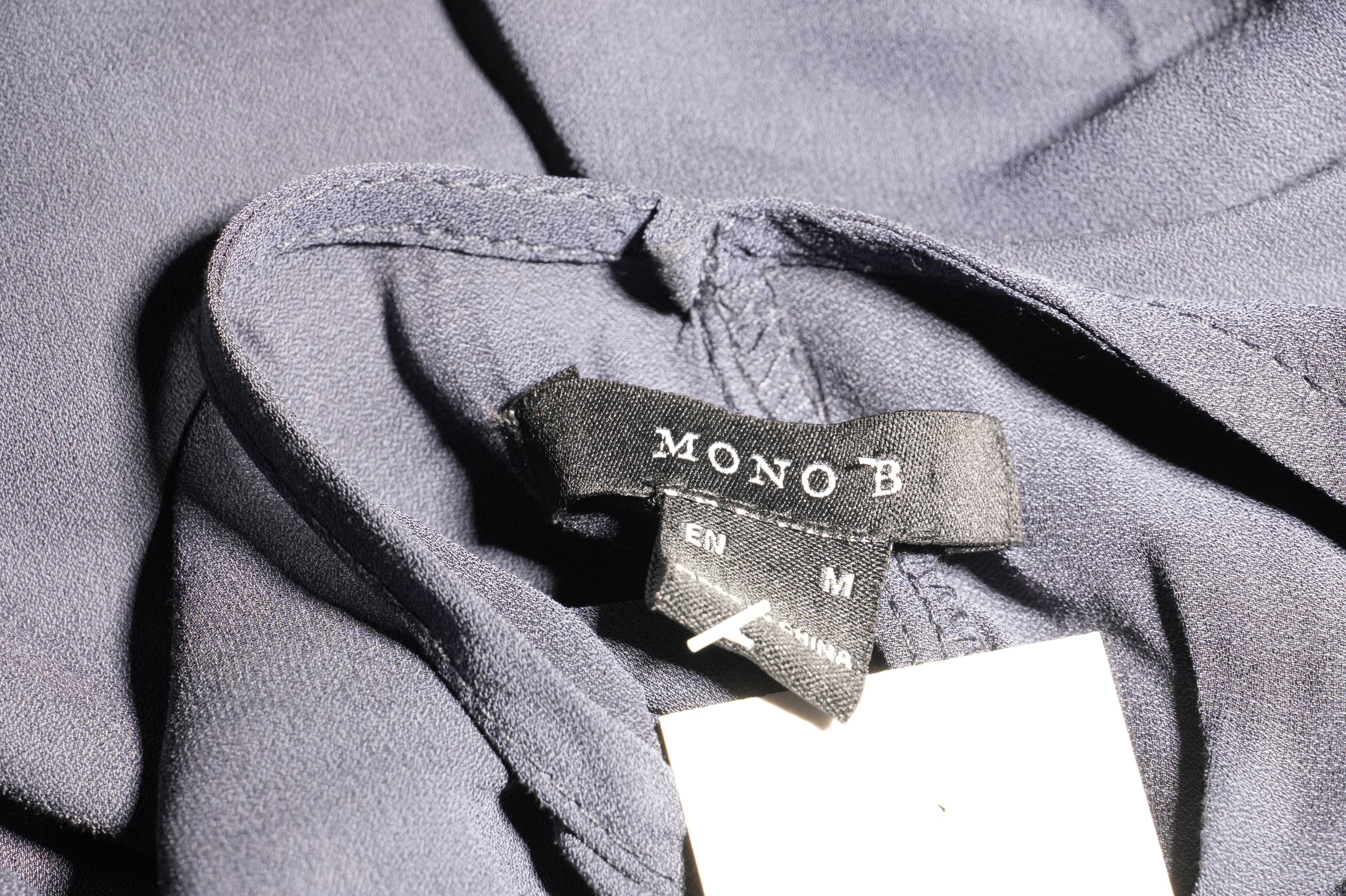 Mono B Cold Shoulder Shear Blouse Medium Gray Mock Neck Pleated Backless Top