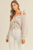 Dusty Lavender Off-Shoulder Cardigan