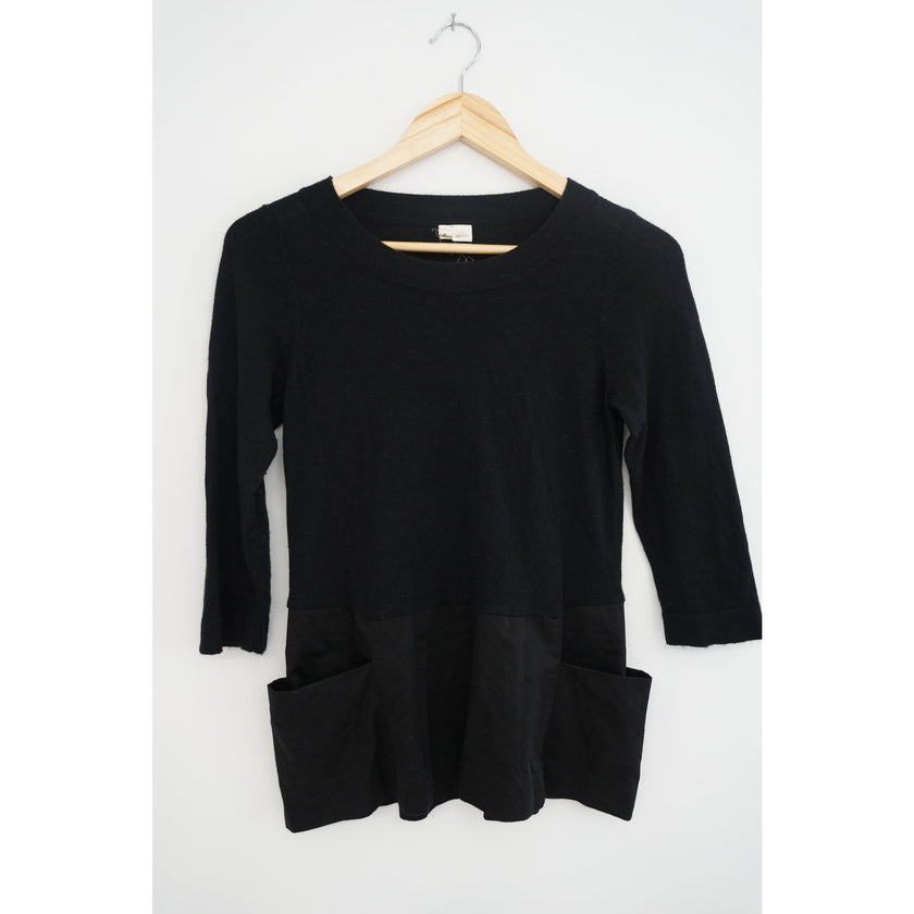 Moth Anthropologie Black Breeze Point Knit Blouse Size Small