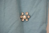 Embellished Ribbed T-Shirt Women Small Rhinestone Pearl Floral