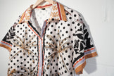 Emery Rose Button Up Shirt Women Large White Tropical Palm Tree Polka Dot Print