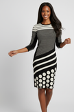 Black Striped Sweater Dress - Youthful Model