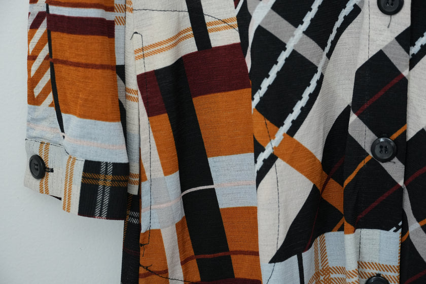 Attitudes by Renee Shirt Dress Women Extra Small Petite Orange Patchwork Plaid