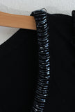 Kenar Tank Top Women Large Black Beaded Neck Ruffle Sleeve Viscose Ruching