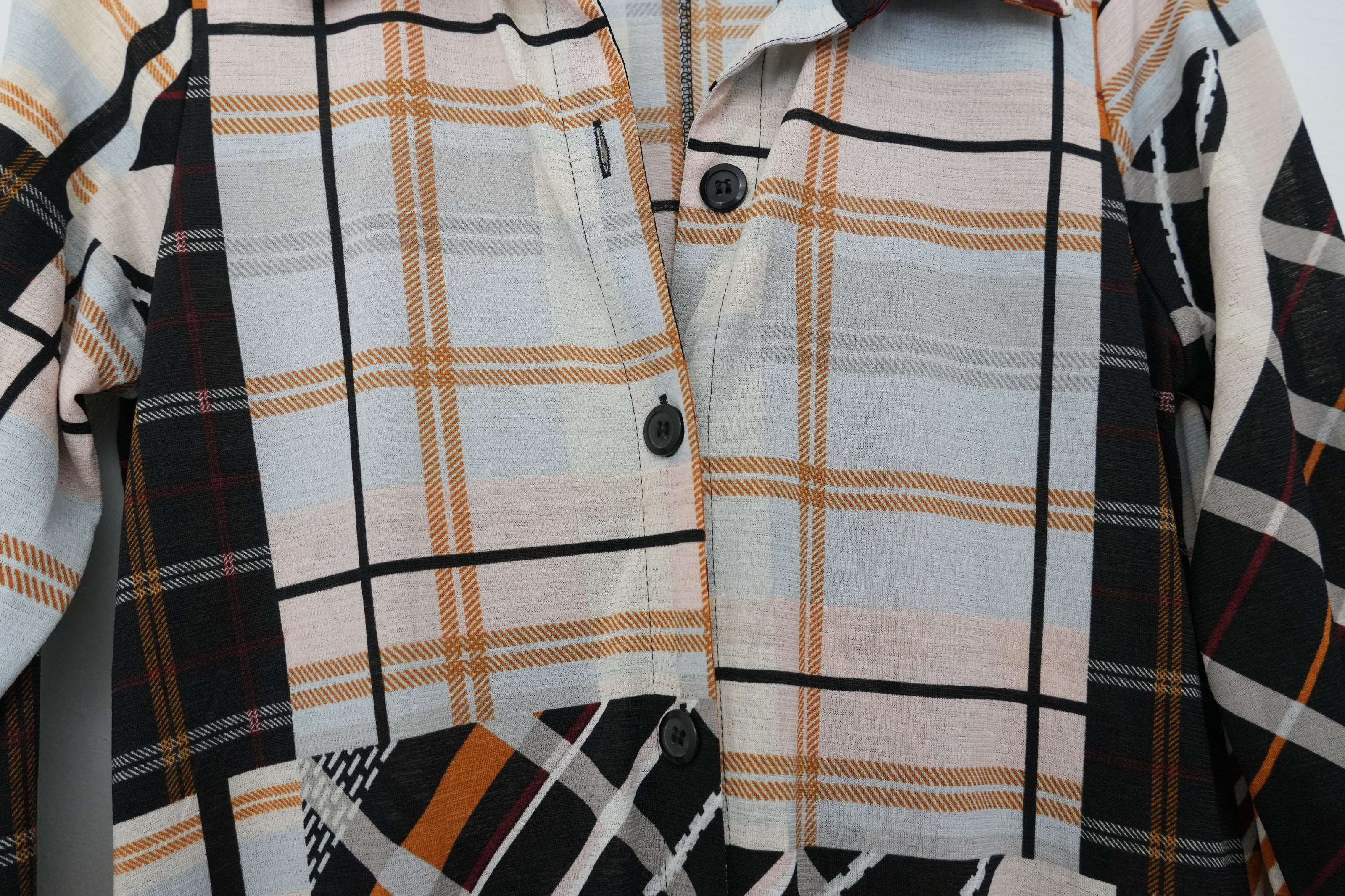 Attitudes by Renee Shirt Dress Women Extra Small Petite Orange Patchwork Plaid