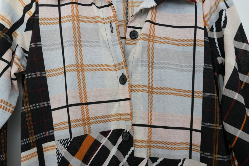 Attitudes by Renee Shirt Dress Women Extra Small Petite Orange Patchwork Plaid