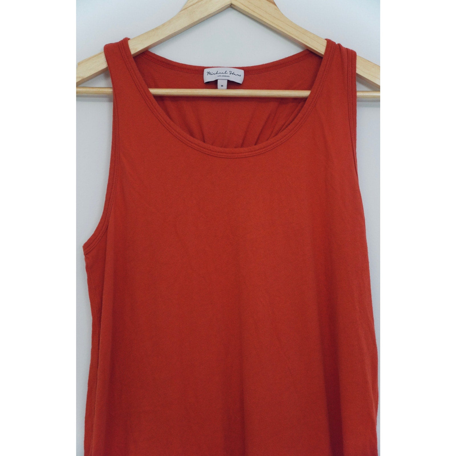 Michael Stars Tank Dress Women Medium Orange Red Sleeveless Racerback