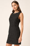 Tweed Sleeveless Mini Dress - Black