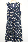 Anthropologie Comme Toi Dress Women Medium Navy Blue Polka Dot Sleeveless