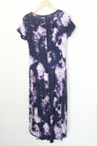 Cato Maxi Dress Women Small Purple Tie Dye Cold Shoulder Lattice Sleeve Pockets