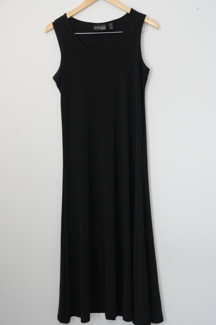Attitudes by Renee Maxi Dress Women Extra Small Petite Black Sleeveless Stretchy