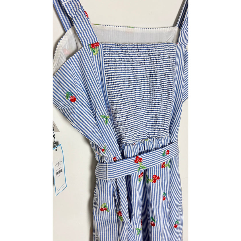 Blue and white Embroidered Cherry Dress Size X-Large