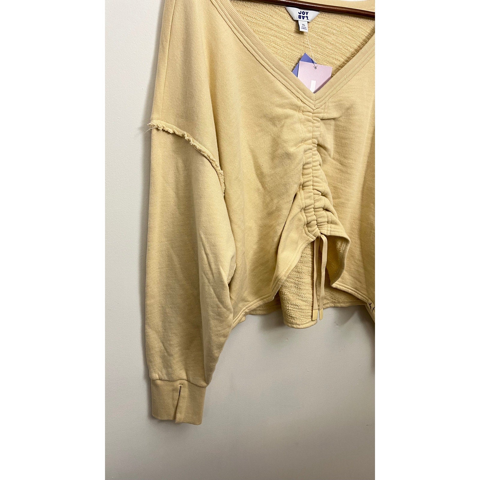 JoyLab Ivory Loose Fit Sweatshirt with Adjustable Drawstring Size XL